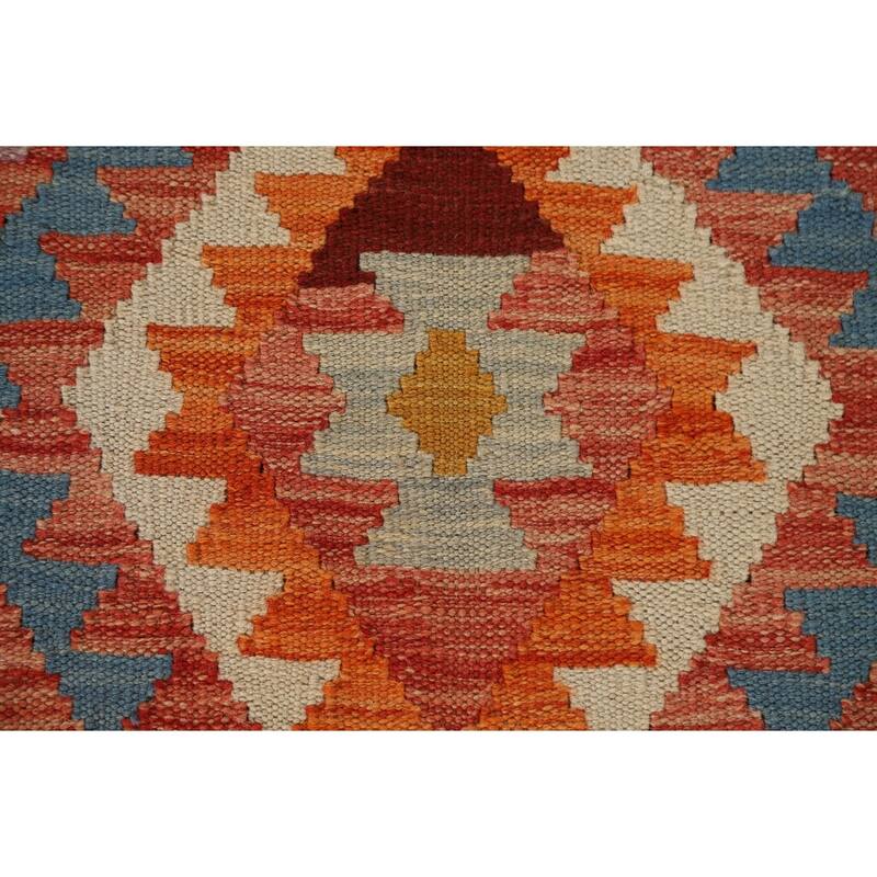 Reversible Kilim Area Rug Flatweave Wool Foyer Carpet - 3'4"x 5'0"
