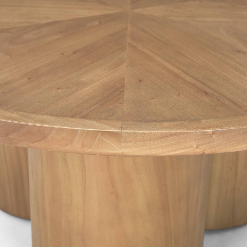 HomeRoots 39" Natural Solid Wood Round Pedestal Coffee Table - 39.25' X '16.5' X '39.25