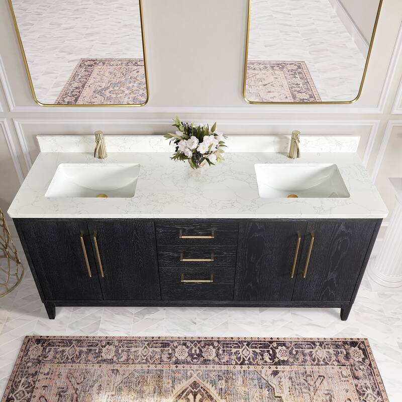 Gara Double Bath Vanity with Composite Stone Top without Mirror