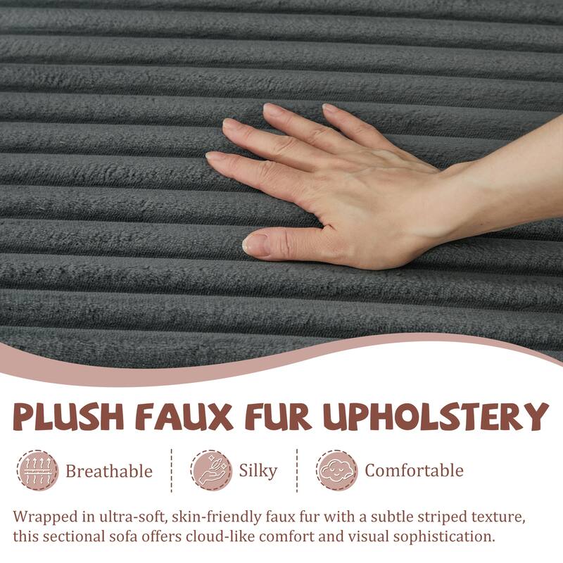 Upholstered L-Shaped Full Foam Sectional Sofa Couch Chaise with Pillows, No Assembly Required