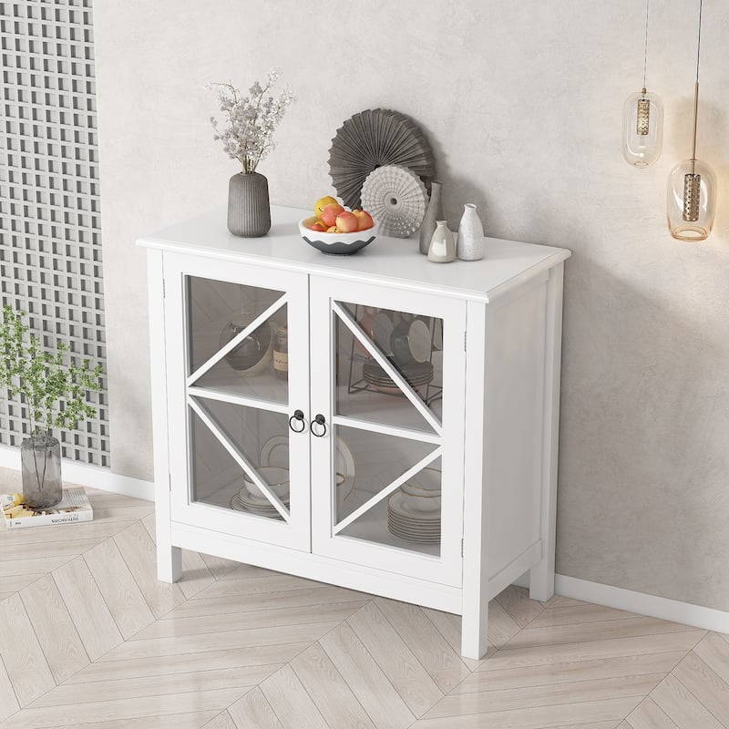Kitchen cabinet with double glass doors