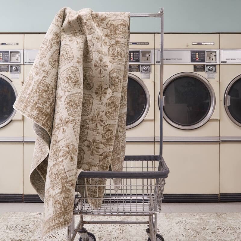 Milea Machine Washable Trellis Area Rug