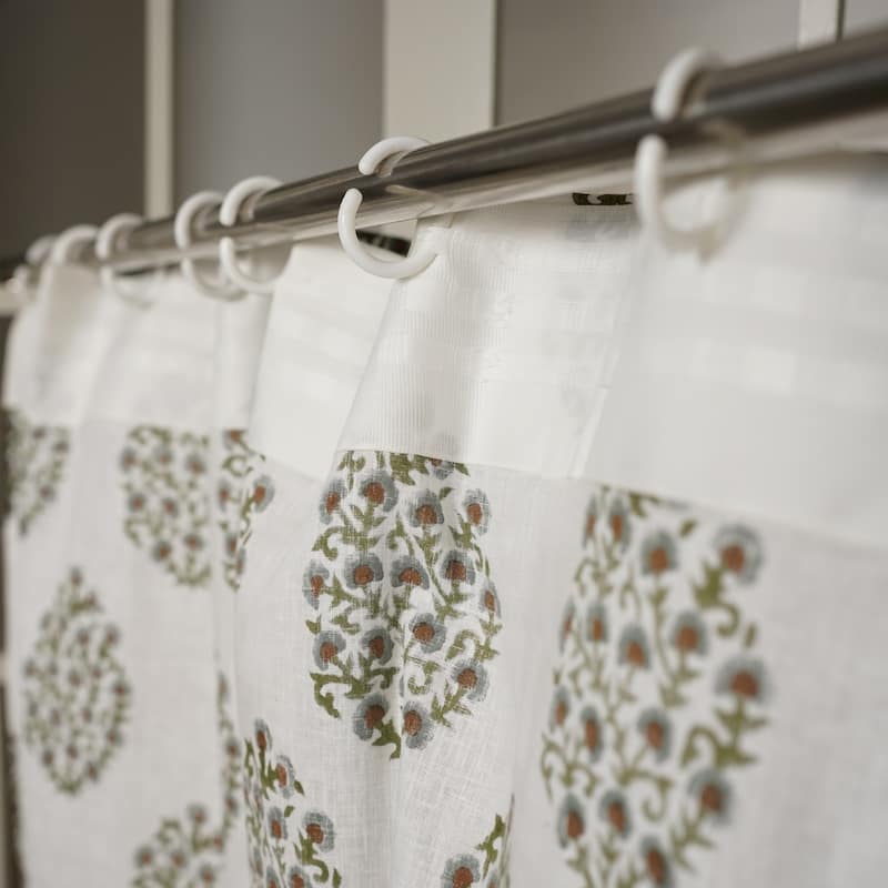 Fabdivine Handmade Block Print Floral Curtain Perfect for Room or Window Décor