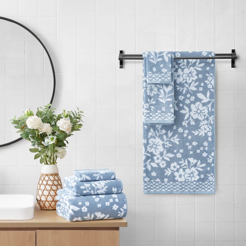 Lucky Brand Folk Floral 6-Piece Bath Towel Set 2 Bath towels 2 Hand towels 2 Washcloths - 28"x54"/16"x26"/12"x12"