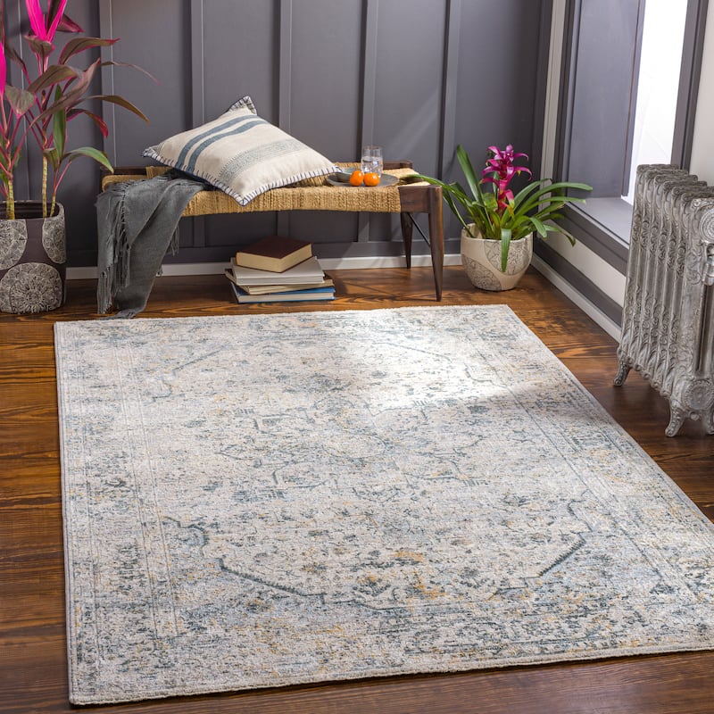 Artistic Weavers Cassidy Traditional Area Rug - 7'10" Round - Teal/Grey