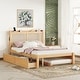 preview thumbnail 12 of 17, Rattan Bed Frame, Storage Bed Frame with Lighted Headboard and Sockets, Led Light Bed with Trundle Beds and 2 Drawers