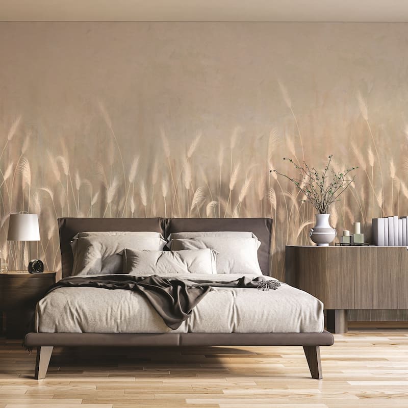 Serene Reed Grass Wallpaper Mural Soft Neutral Tones