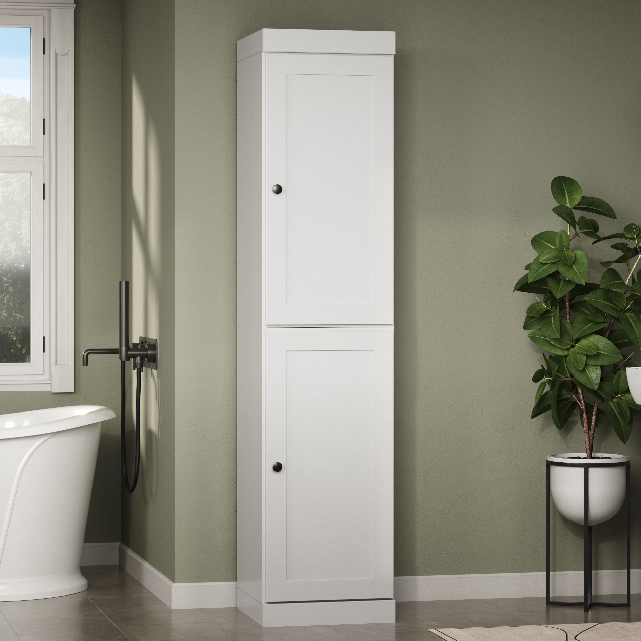 Palace Imports 100% Solid Wood Tall Narrow Shaker Bathroom Storage Cabinet, 16.5" W x 71.5" H