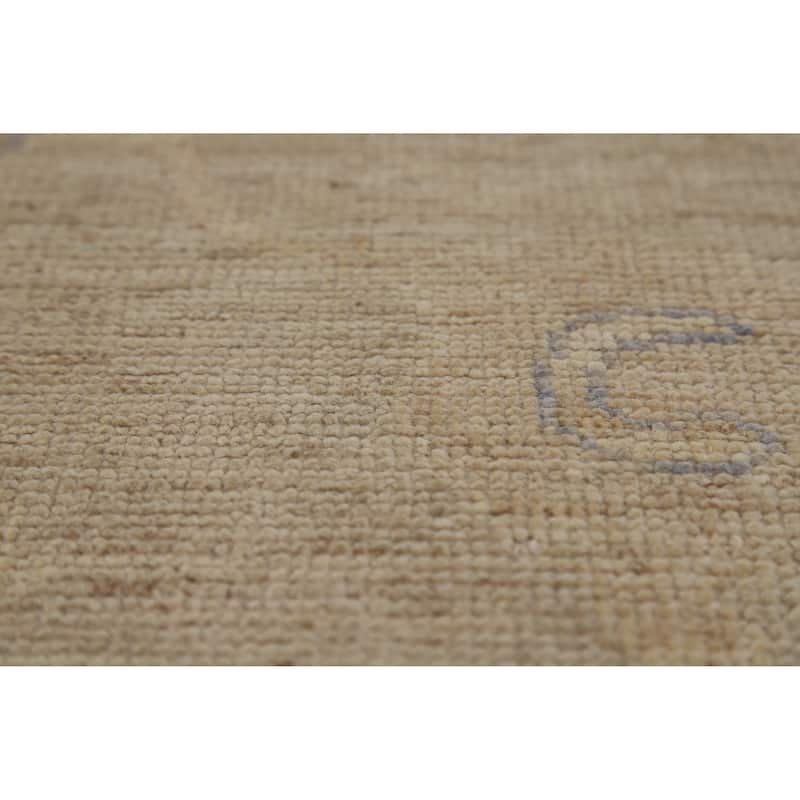 Hand Knotted Oriental 100% Wool Carpet Transitional All-Over Beige & Ivories Oushak Area Rug - 12' 4'' X 9' 2''