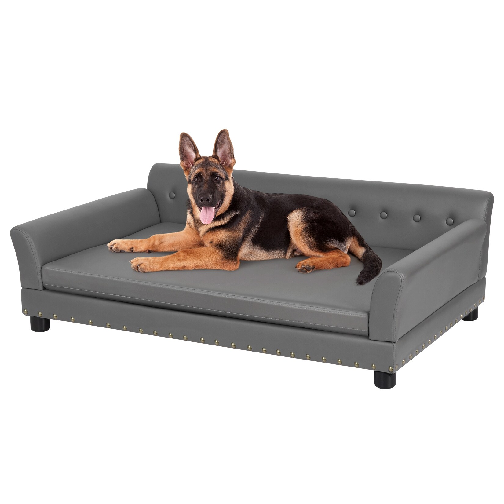 Orthopedic Dog Sofa Lounge Pet Raised Bed Microfiber Leather