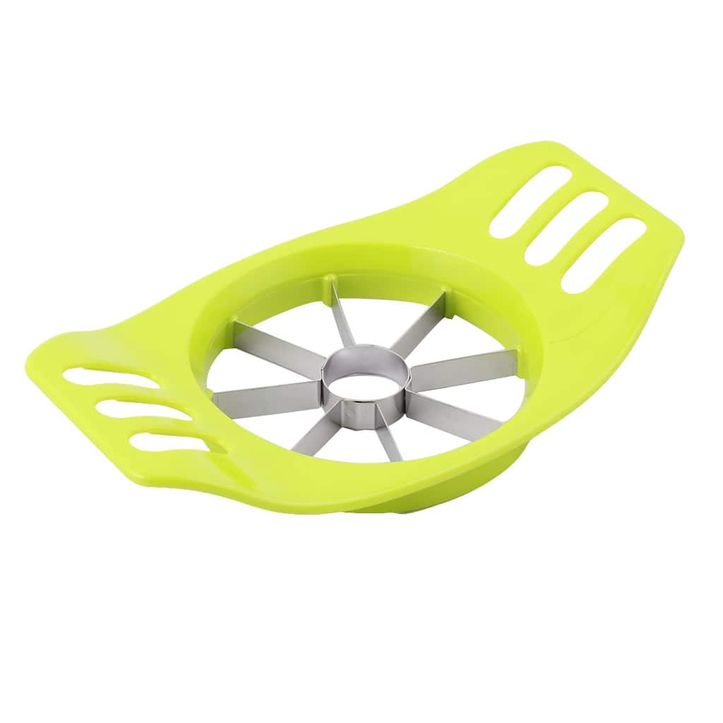 Household Kitchen Plastic Grip Pear Apple Friut Wedger Slicer Corer Cutter Green - Green,Silver Tone