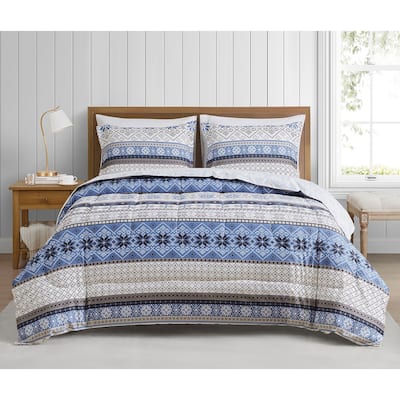 CEDAR COURT Fair Isle Blue Microfiber Comforter Set