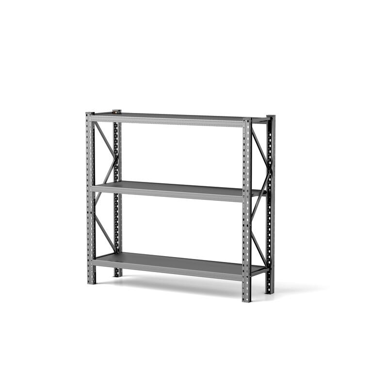 3-Tier Industrial Shelving Rack - 63in, Heavy Duty Steel Shelving Unit Adjustable, Black, Requires Assembly