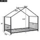 preview thumbnail 4 of 2, Twin Size Metal House-shaped with Support Slat, Platform Bed with Shelf for Bedroom, Safe for Kids, Easy to Assemble, Black
