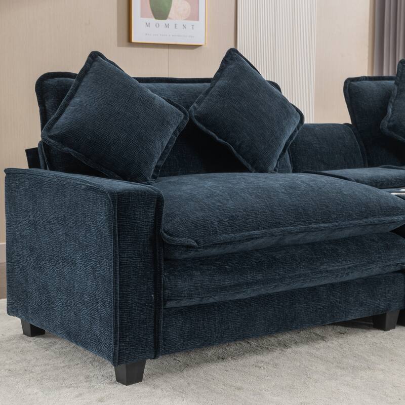 Stylish and Functional Sectional Sofa with Chenille Upholstery by Harper&Bright Designs