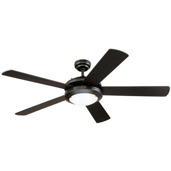 Westinghouse 7801665 Comet 52" 5 Blade Hanging Indoor Ceiling Fan with Reversible Motor, Blades, Light Kit, and Down Rod - Black