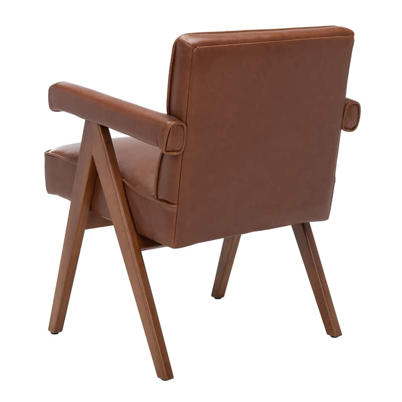 SAFAVIEH Suri Mid-Century Walnut Wood Arm Chair - 23.2" Wx 24" L x 29.9" H