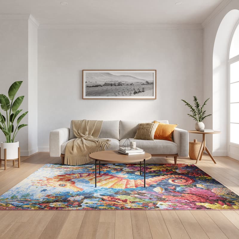 Nourison Color Splash Indoor/Outdoor Multicolored Graphic Area Rug