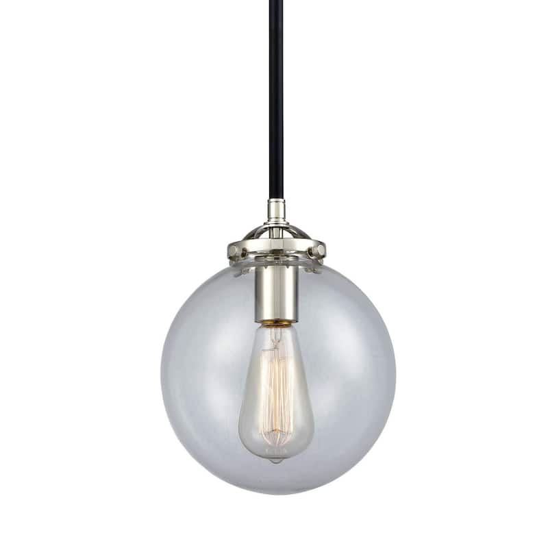 Innovations Lighting Beacon Single Light 8" Wide Mini Pendant - Black / Polished Nickel / Clear