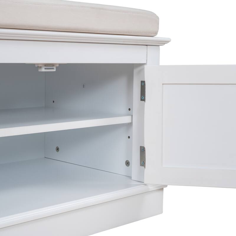 Storage Bench with 4 Doors and Adjustable Shelves