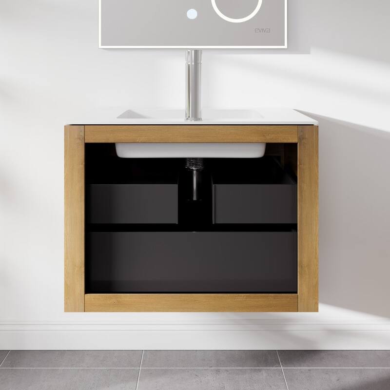 Madeira 24" Oak Bath Vanity with Acrylic Top & Integrated Sink