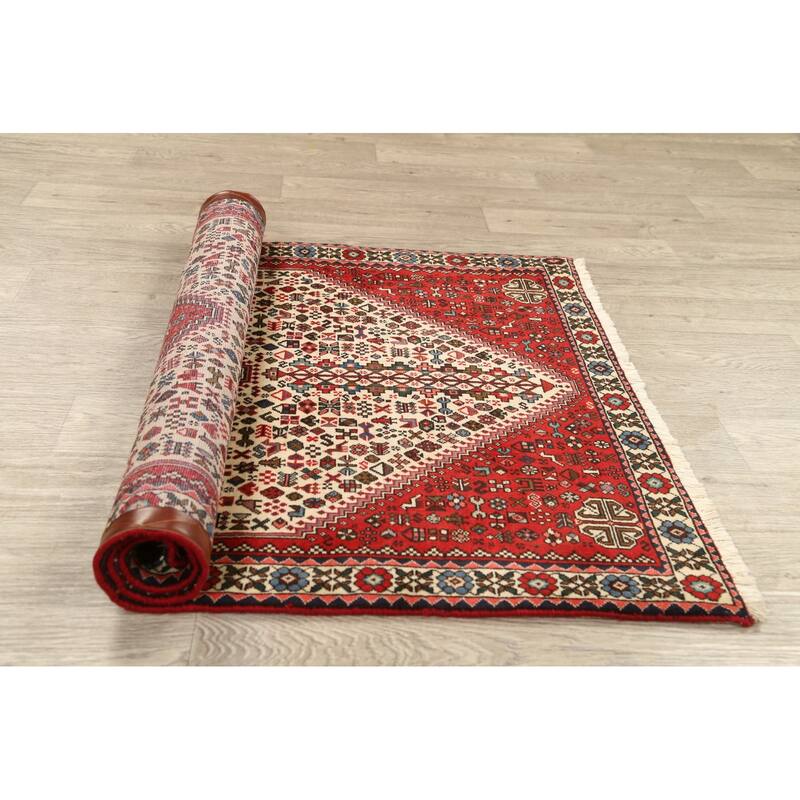 Vegetable Dye Tribal Abadeh Persian Wool Area Rug Handmade Carpet - 3'5" x 5'1"