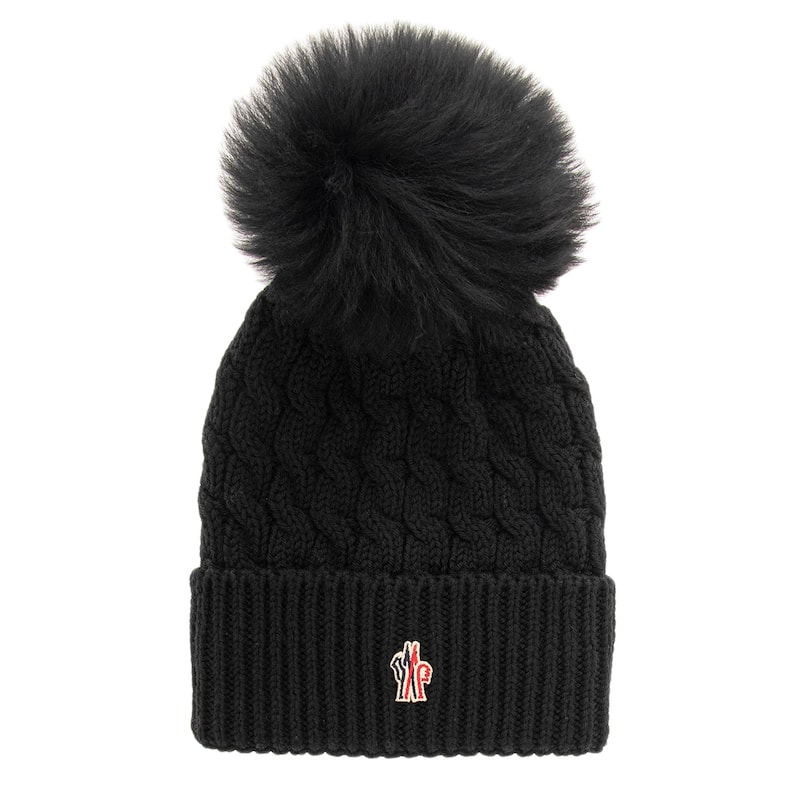 Moncler Wool Beanie with Pom Pom - Black