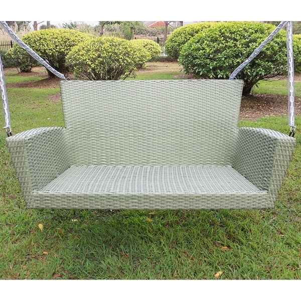 International caravan resin wicker hanging loveseat swing on sale