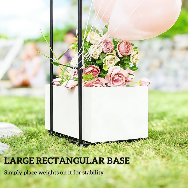 Outsunny 8 ft Steel Garden Arch, Garden Arbor Trellis with Large Base for Climbing Plants, Roses, Vines, Wedding Arch Stand