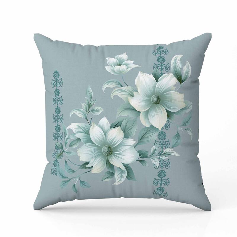 Petal Perfection Faux Suede Reversible Throw Pillow Mint and Green