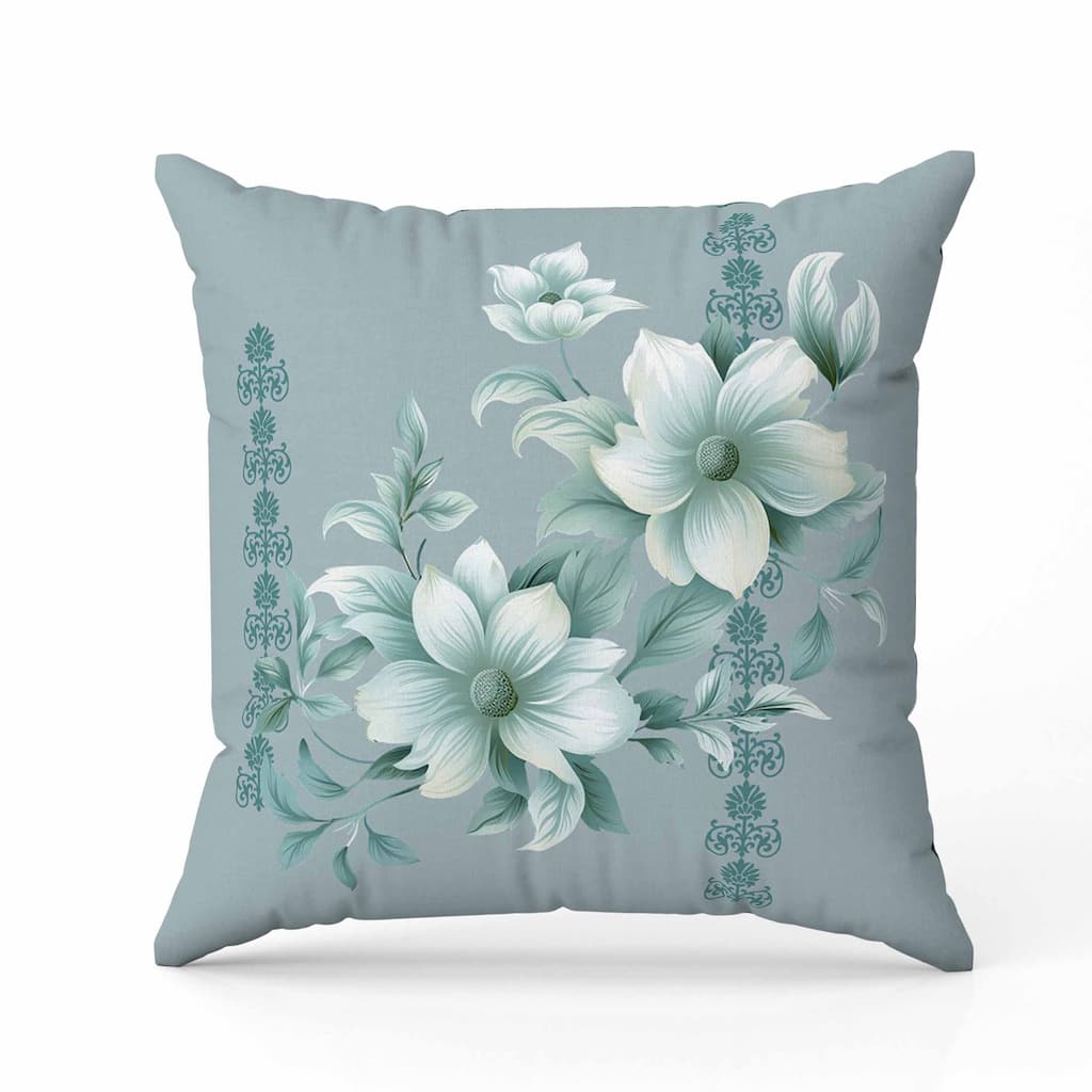 Petal Perfection Indoor/Outdoor Reversible Throw Pillow Mint and Green