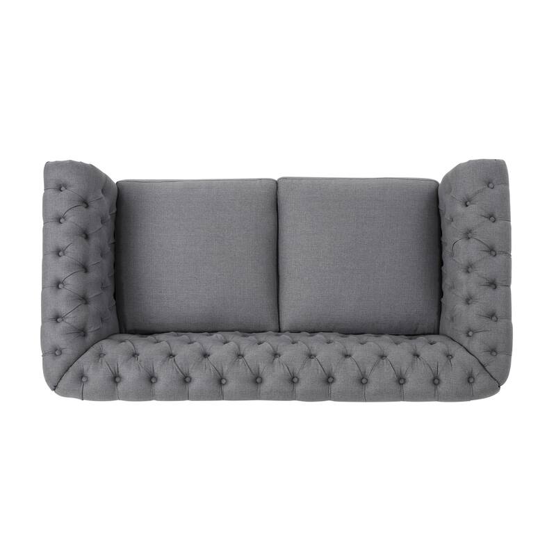 Modern Tufted Fabric Upholstered Sofa by Christopher Knight Home