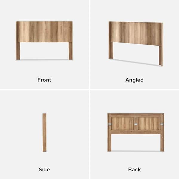 dimension image slide 2 of 3, mopio Brooklyn Headboard, 62.4" Wide Headboard Only, Wood Headboard, Modern Farmhouse, Boho, Wall Mount, Fluted Panel