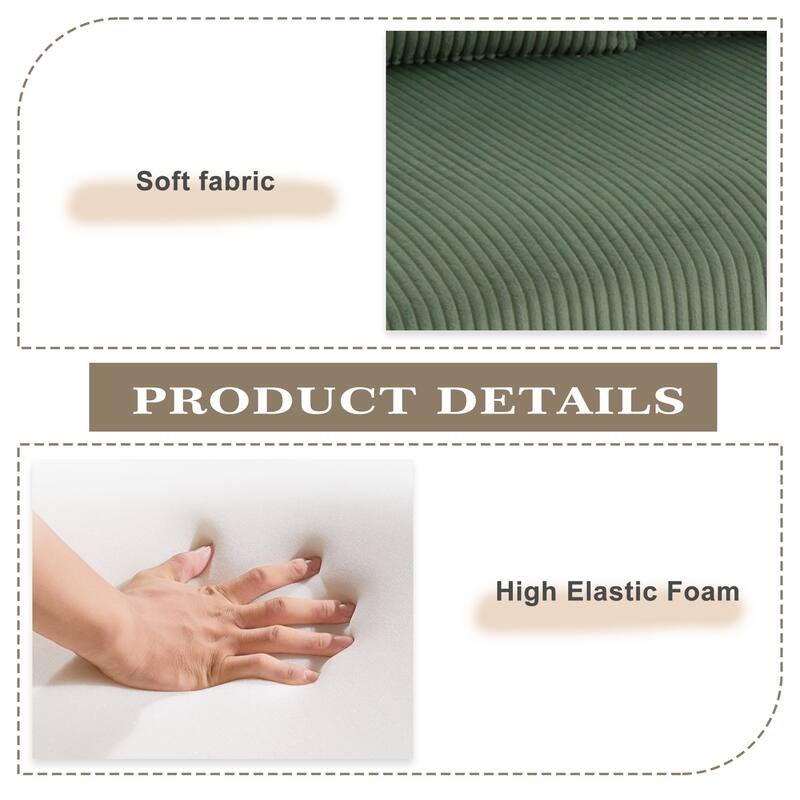 Oversized Corduroy Upholstery Modular Sofa No Assembly