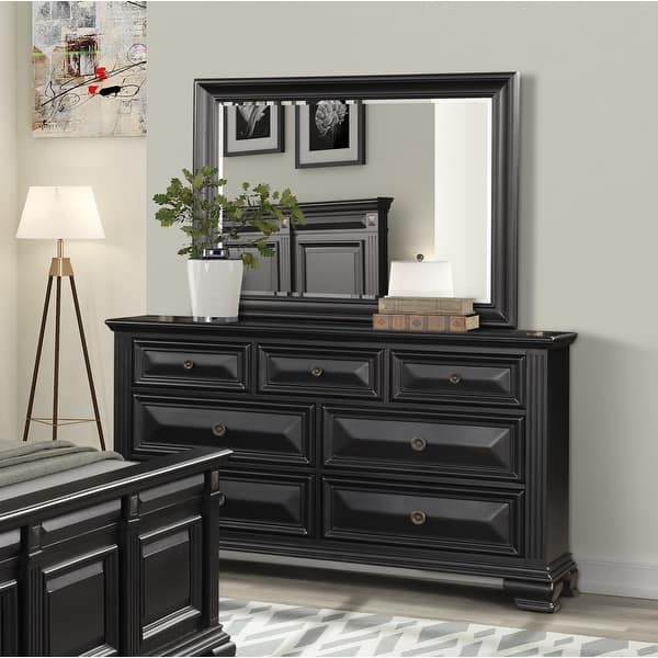 Shop Renova Vintage Black Wood Bedroom Set With Panel Bed Dresser