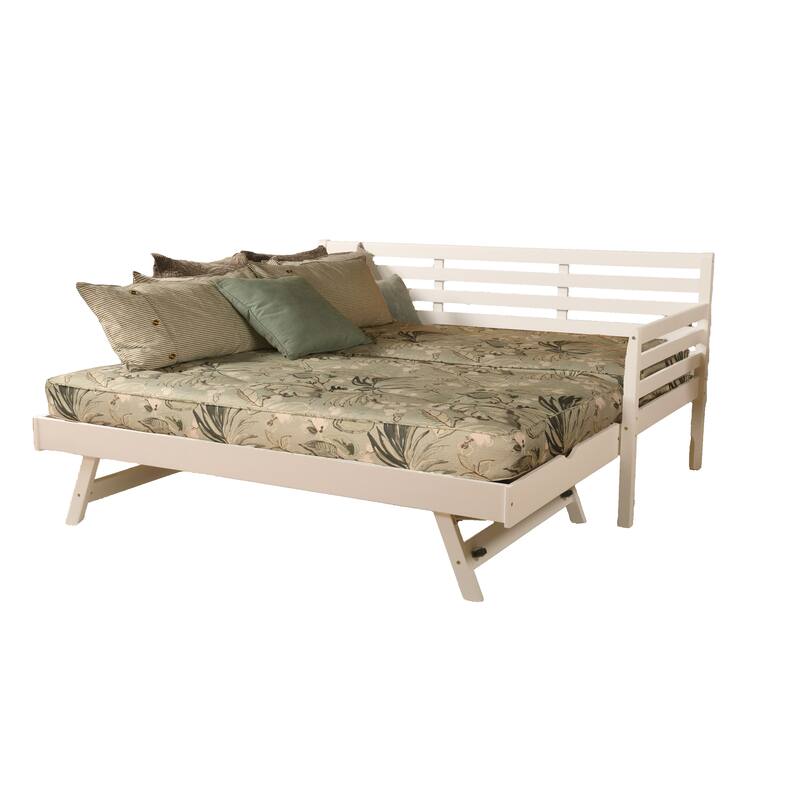 Somette Boho Daybed and Pop Up Bed in White with Mattresses