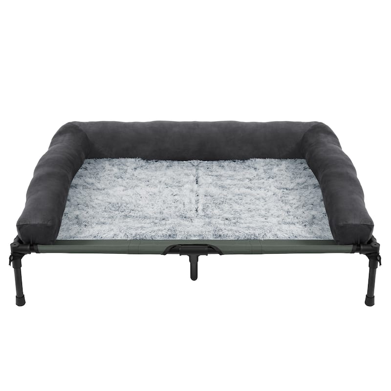 Elevated Dog Bed Bolstered Pet Raised Bed with Fleece Cushion Indoor