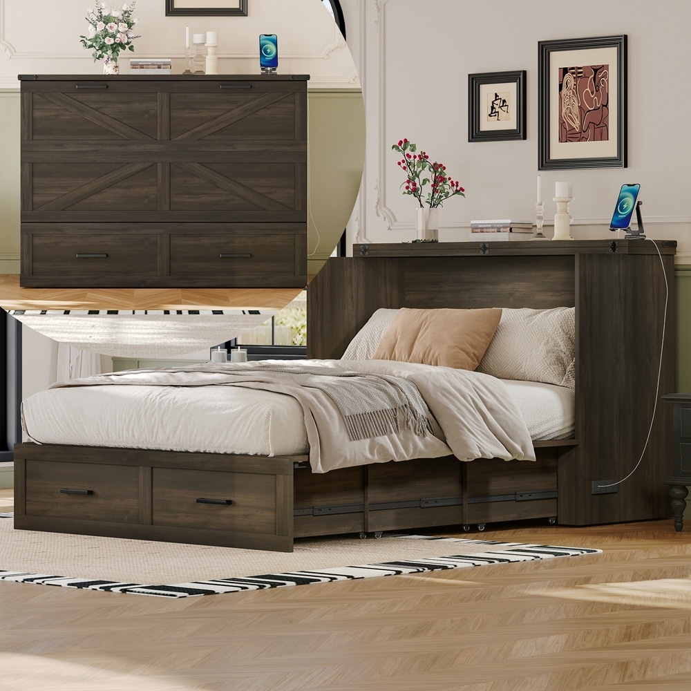 Foldable Platform Bed with Large Storage Drawer