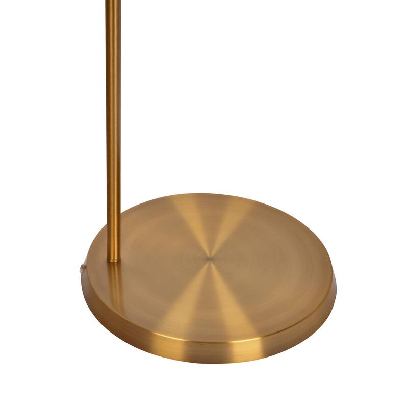 Brass Base Floor Lamp with Drum-shaped Linen Shade