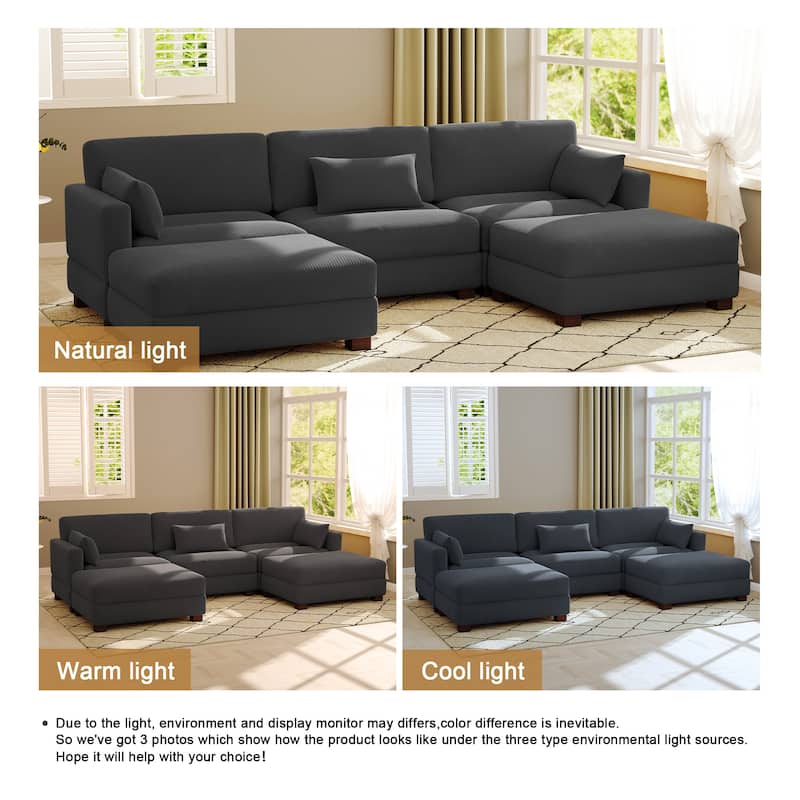 Modern U-shaped Modular Corduroy Sectional Sofa