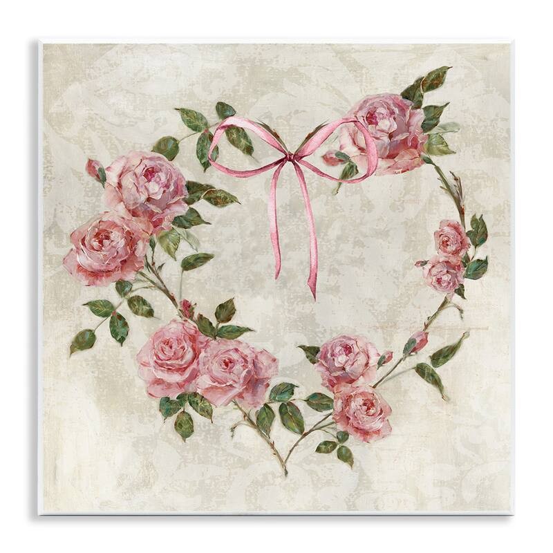 Stupell Rose Heart Wreath Wall Plaque Art Design By Sally Swatland - 12 x 12