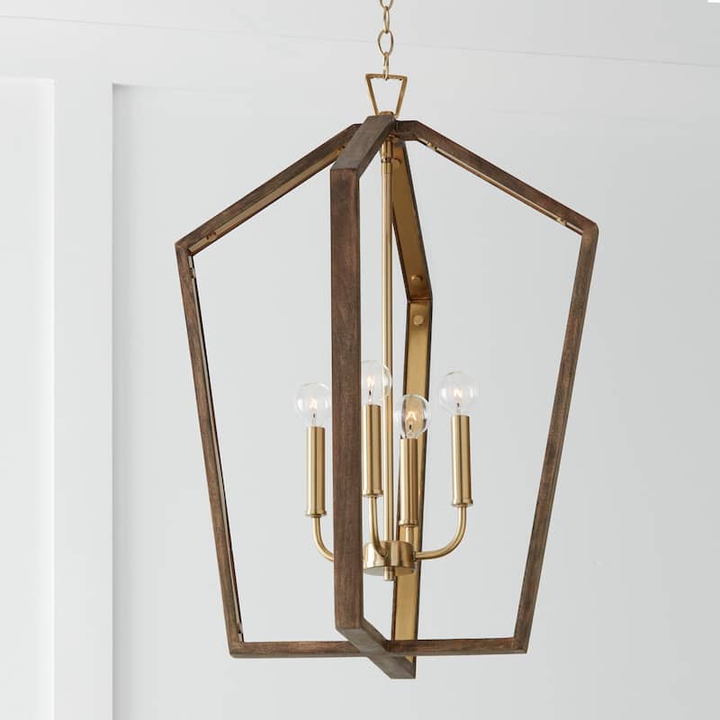 Maren 4-light Pendant w/ Handcrafted Mango Wood