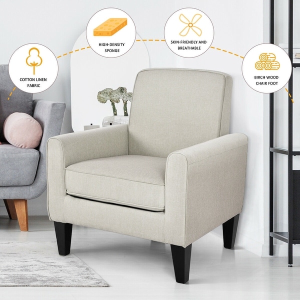 Modern Tufted Accent Arm Chair Single Sofa Linen Fabric Upholstered Living Room
