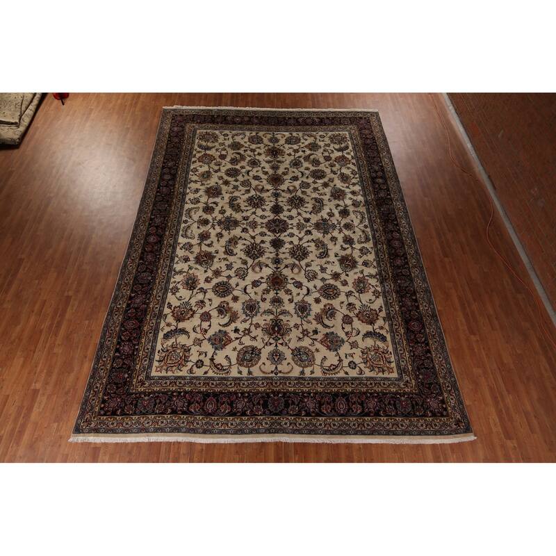 Vegetable Dye Kashmar Large Vintage Persian Rug Handmade Wool Carpet - 11'3" x 16'3"