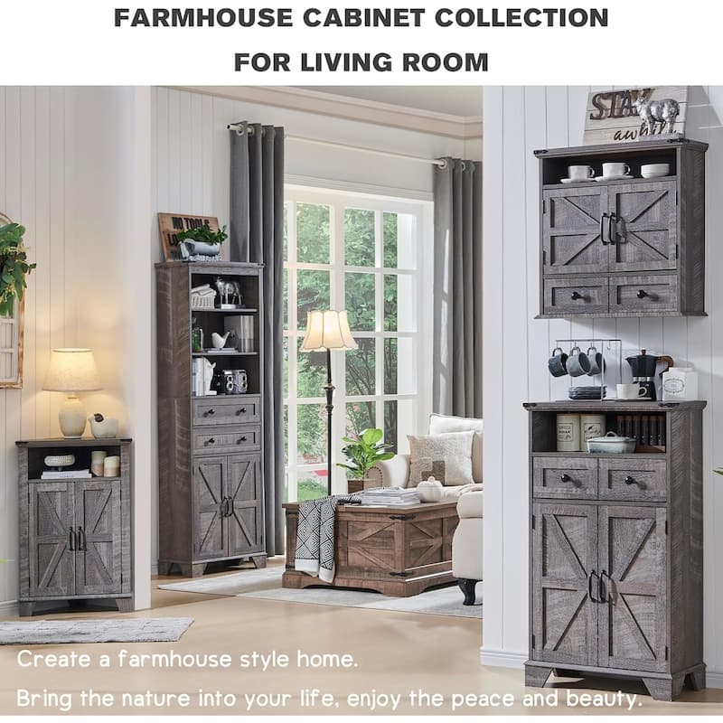 Farmhouse Corner Bathroom Cabinet, Small Corner Cabinet with Barn Door - N/A