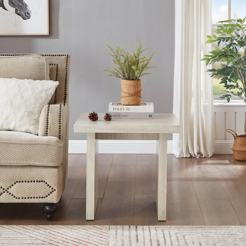 Roundhill Furniture Cavira 3-Piece Faux Marble Coffee Table Set