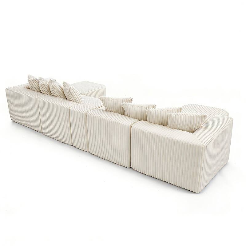 137.5" U-Shaped Sectional Sofa with Coffee Table Board and Ottoman