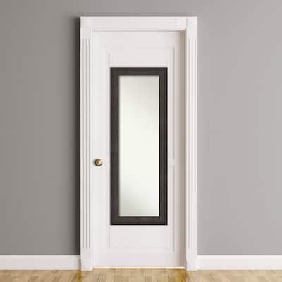 Dappled Non-Beveled Wood Framed Full-Length On the Door Mirror - Glass Size 14x48