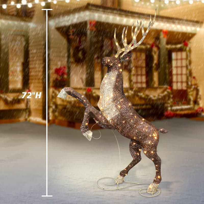 Puleo International 72" Pre-Lit Outdoor Elk with 160 Warm White Twinkling LED Lights - Christmas Greenery Decorations