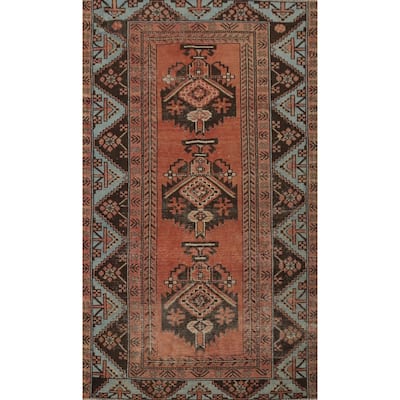 Hand Knotted Oriental 100% Wool Carpet Traditional Geometric Oranges & Rust Hamedan Area Rug - 6' 5'' X 4' 2''